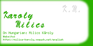 karoly milics business card
